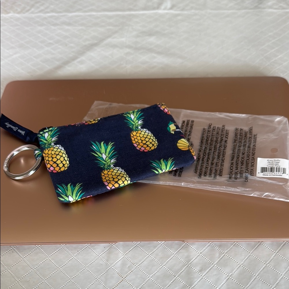 Vera Bradley Blue and Yellow Key Holder with Zipper Closure - Picture 2 of 2